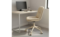 Waterproof Cushioned Vanity Stool with Back Easy to Clean Upholstered Rolling Computer Chair Comfortable Cushion Home Furniture Nordic Design for Women, Students