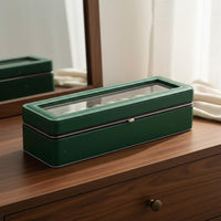 PU Leather Watch Box Metal Trim 6-Slot Watch Box Iron Hinge for Gift Packaging
