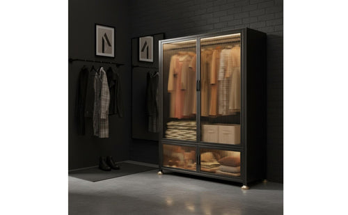Adjustable Metal Wardrobe Easy to Clean Metal Storage Locker Clothing Organizer Attractive Doors Bedroom Furniture for Children