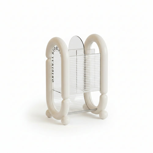 Clear Ribbed Makeup Brush Holder Small Ball Feet Brush Storage Holder