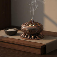 Metal Aromatic Resin Burner with Lid Multi-Functional Alloy Coil Aromatic Resin Burner Holder Antique Censer Promotes