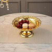 Gold Fruit Tray Openwork Pedestal Fruit Bowl Reflective Interior