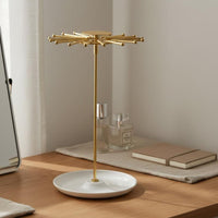 Necklace Carousel Display Large Capacity Jewelry Stand with Tray for Dresser