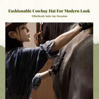 Adjustable wool cowboy hat, wide brim