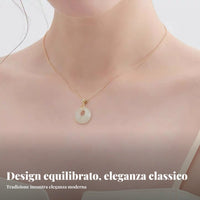S925 Silver Jade Necklace Spiritual Gift Chinese Jade Donut Charm Necklace