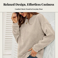 Corduroy Top, Round Neck, Long Sleeve Pullover, Winter