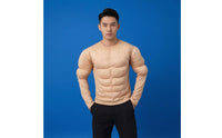 Fake Muscle T-Shirt Long Sleeve Muscle Torso Shirt Crew Neck for Role Play