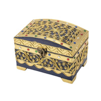 Teak Keepsake Box Compact Jewelry Box with Hinged Lid Carved for Tabletop