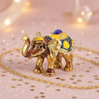 Jeweled Elephant Box Gold-Tone Accents Elephant Trinket Box