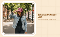 Vintage washed denim sport cap, adjustable fit for women.