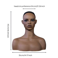 PVC Mannequin Bust Dark Brown Hairpiece Mannequin Head Mesh Cap