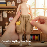 OB11 Baggy Pants Stylish Design Bear Pocket Doll Pants Elastic Waist 1/12 Scale Doll Trousers for BJD Hobbyists