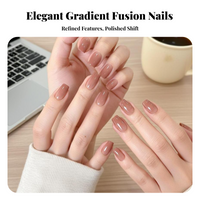 Nude Gradient Short Oval Press On Nails, Gentle Look