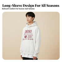 Letter Print Hoodie, Unisex, Long Sleeve, Korean Style, Loose Fit