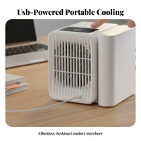 Low Noise Operation USB Water Cooling Fan Humidifies Mini Desk Air Cooler 3 Wind Speeds for Office Workers, Students, Dorm Room, Bedroom