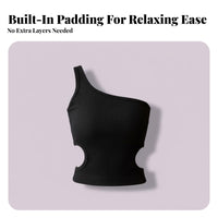Single Shoulder Top Built-in Pads Padded Camisole Ribbed Cutout Top Korean Design Close Fit for Young Women, Summer