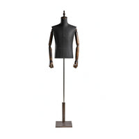 Male Mannequin Torso Textile-Covered Male Torso Mannequin Wooden Base