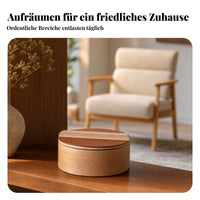 Solid Wood Storage Box Compact Size Round Wood Storage Box Rustic Design