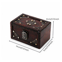 Wooden Storage Box Vintage Wooden Box Rivet Embellishments Hinged Lid