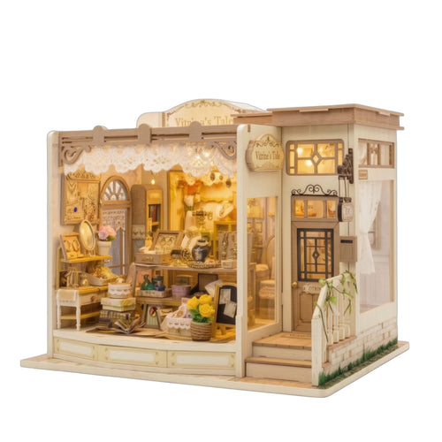 Miniature Jewelry Shop Detailed Miniature House with Light Decorative Toy for Desk