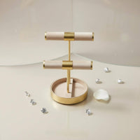 Necklace Display Stand Velvet Surface Shop Fixture Two-Tier Design for Boutique