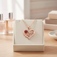 Love Parental Affection Pendant Family Appreciation Day Gift Mom Heart Necklace Crystal Accented for Sons