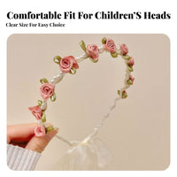 Girls' Princess Crystal Flower Headband, Mesh Ribbon, Floral, Sweet Handmade Design
