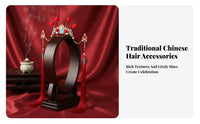 Chinese New Year Headpiece Good Fortune Symbol Chinese New Year Hair Crown Red Decorative Puff Tassel Hair Accessory Emblematic