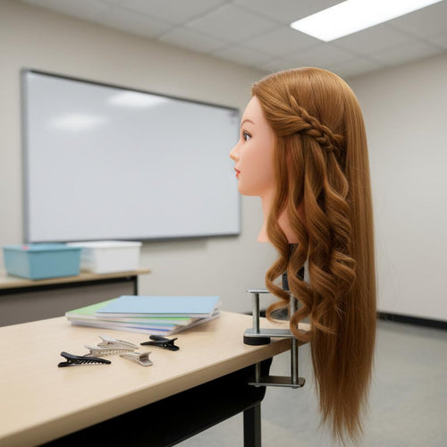 Hairdressing Training Head Heat Stylable Hairstyling Practice Head for Beginners
