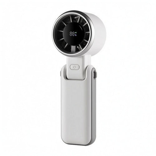 Foldable Electric Fan Built-in Display Adjustable Handheld Fan Matte Finish