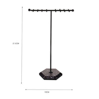 16 Hook Earring Stand Marble Pattern Base Crossbar Jewelry Holder Large Capacity