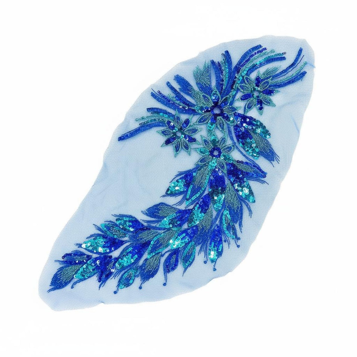 Fine Workmanship Peacock Tail Embroidery Embellishment Hand Sewn Application Sequin Feather Embellishment Elegant Design for Dancers