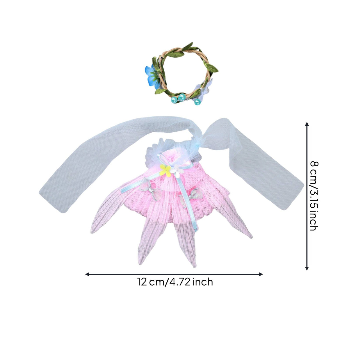 Fairy Doll Dress Ruffled Trim Flower Doll Outfit Heavenly Look for Photo Shoots
