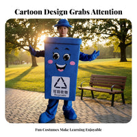 Comfortable Trash Can Mascot Costume Lightweight Garbage Can Cartoon Outfit Easy to Wear Waste Sorting Mascot Suit Breathable Material for Children, Educators, Educational Activities, Promotional Events, Accessible Ing Ceremonies, Halloween