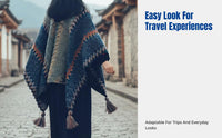Bohemian Ethnic Cape, Knitted Travel Shawl, Women's Poncho, Outdoor Wrap