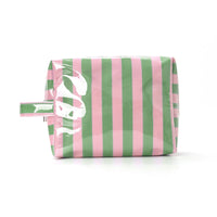 Zippered Striped Toiletry Pouch Soft Structured Travel Accessory