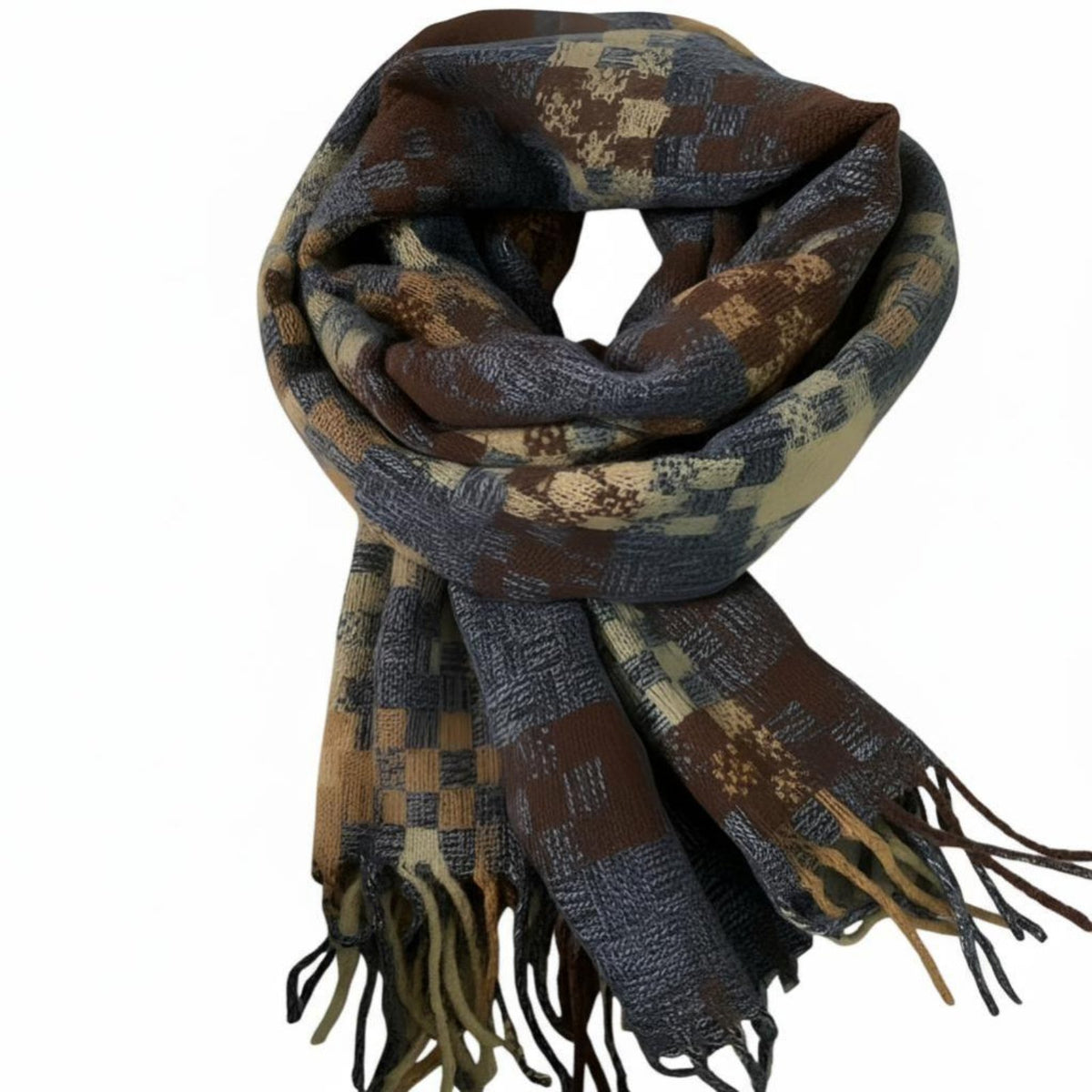 Plaid Scarf, Thickened Long Tassel, Autumn Winter Neck Warmer, Unisex, Soft Polyester, Gift Option