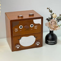 Cute Wooden Makeup Organizer Sturdy Wood Desktop Organizing Drawers Cartoon Creature Desk Cabinet No Assembly Required for Girls