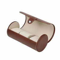 Cylindrical Watch Box Three-Slot PU Leather Watch Box Pillow Inserts