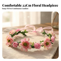 Bohemian Flower Crown Headpiece, Floral Headband, Beach, Bride, Kids, Performance Accessory