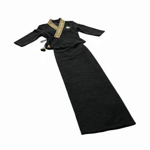 Dai Costume, Women's Lightweight Breathable Water-Splashing Dress, Black Skirt, Summer, Work, Daily Wear
