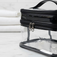 Holographic Makeup Bag Zippered Closure Transparent Toiletry Bag Double Layer