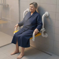 Wall Mounted Shower Seat Rust-Proof Folding Bath Chair with Armrests Heavy Duty