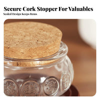 Golden Bean Display Jar Wide Mouth Design Miniature Wealth Pot Decoration Glass Treasure Basin Gift Box Included