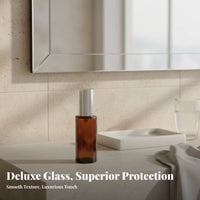 Honey-Toned Glass Spray Bottle Controlled Dispensing Honey-Toned Glass Pump Bottle Portable Cosmetic Dispenser Leak-Resistant