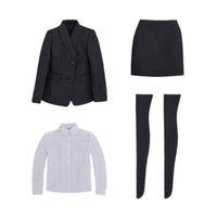 1/6 Scale Doll Solid Dark Office Attire Outfit White Shirt Toy Clothes