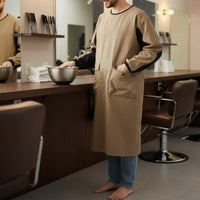 Long Sleeve Smock Large Pockets Waterproof Work Gown Elastic Cuffs for Baristas