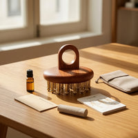 Massage Comb with Finger Loop Ergonomic Wooden Meridian Comb Long-Lasting