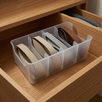 Divided Storage Box Open Top 4 Compartment Organizer Box Ribbed Sides
