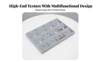 Elegant Gray Velvet Jewelry Display Tray Space Saving Compartment Jewelry Tray Multi-Functional for Vanity Top, Closet